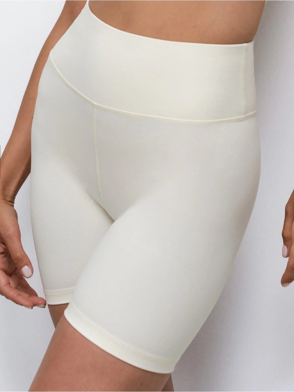 MATE the Label GOTS Cotton High-Waist Bike Shorts - Cream, XS